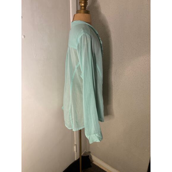 MICHAEL Michael Kors Mint Green Raw Hem High/Low Blouse 16 Quiet Luxury Classic - Picture 2 of 11